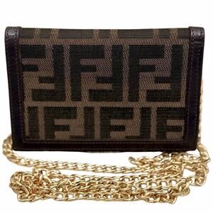Fendi Zucca Kiss-Lock FF Monogram Brown Wallet|WOC Bag|COA